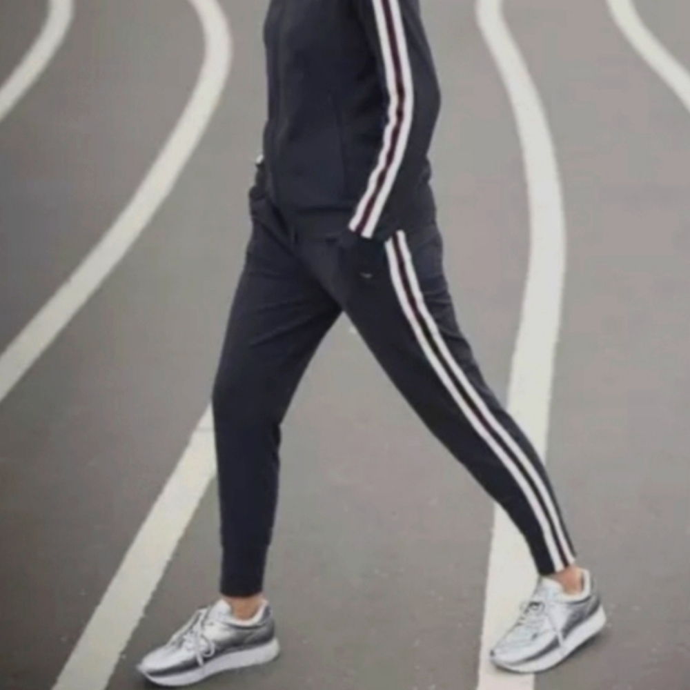 ATHLETA metro track trim contrast joggers XLT